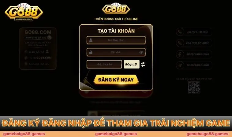 Đăng ký đăng nhập để tham gia trải nghiệm game